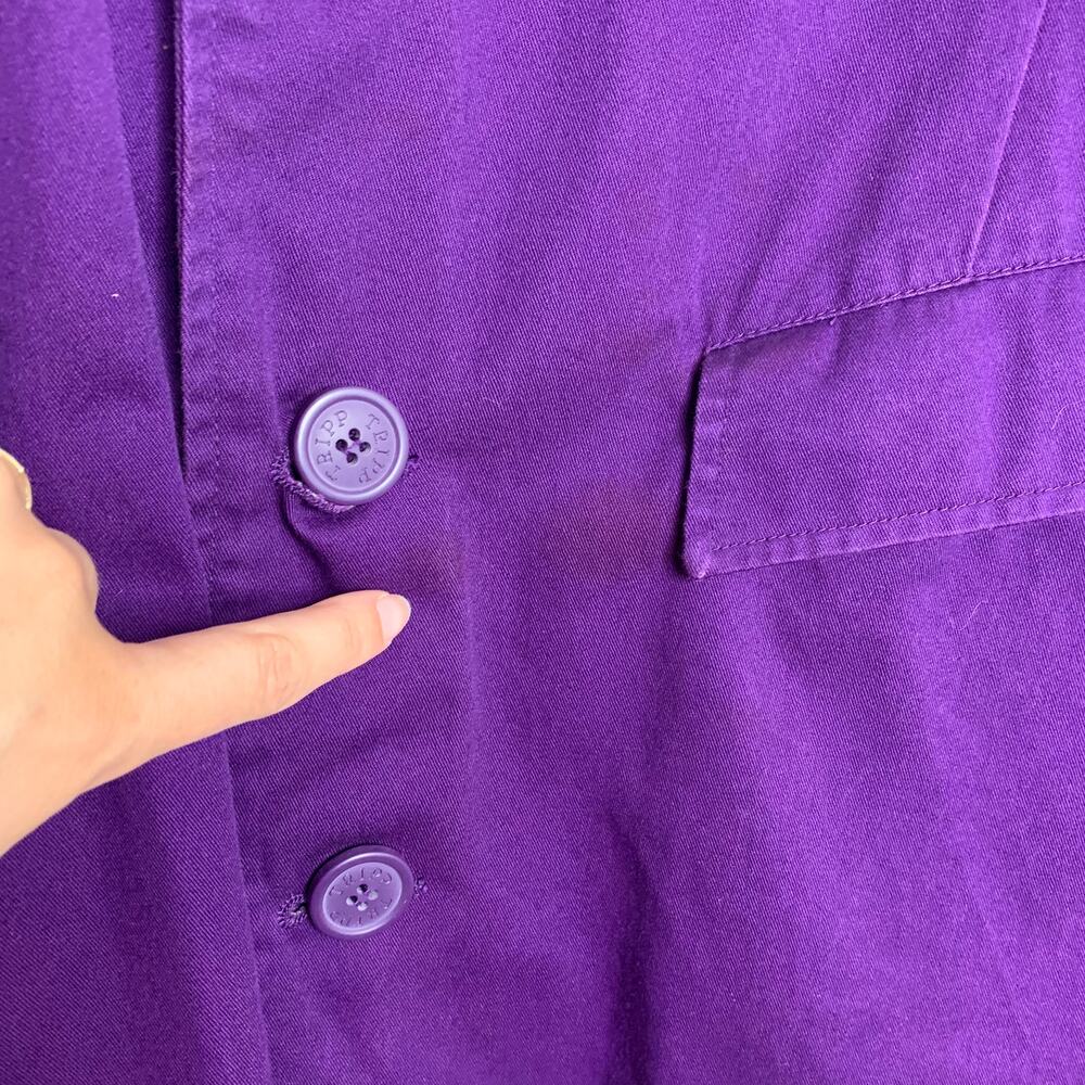 TRIPP NYC Purple Gothic Trench Coat Long Button Front Jacket Alt Grunge Medium - Picture 4 of 16